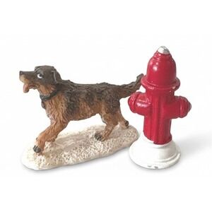 Paws and Refresh Christmas Village Accessories Resin Figurines Dog Fire Hydrant